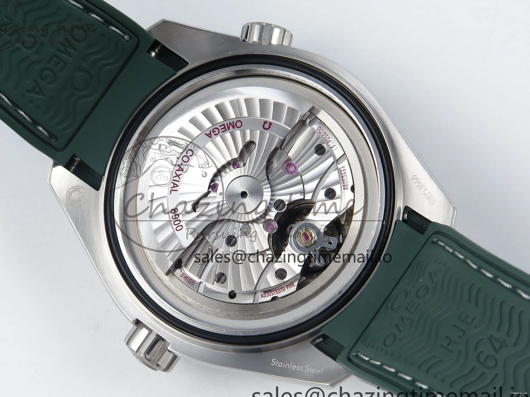 0401 Bold Seamaster Planet Ocean 600M 43.5mm SS SCF 1:1 Best Edition Green Bezel Gray Dial on Green Rubber Strap A8900 Super Clone 7666